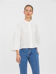 VMNATALI 3/4 CROP SHIRT WVN snow white