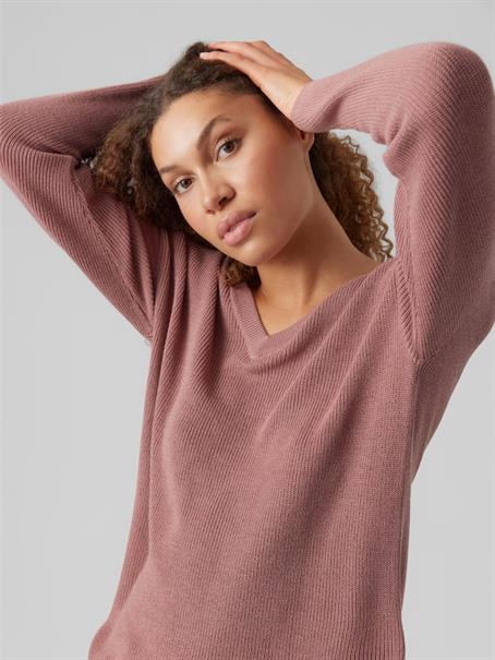 VMNEWLEXSUN LS LONG V-NECK PULLOVER nostalgia rose