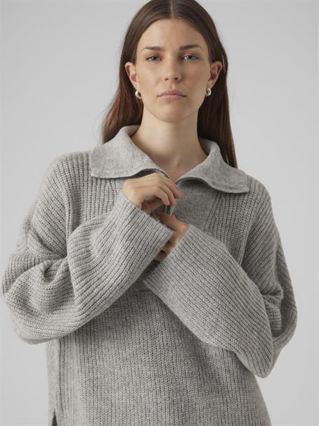 VMPERNILLA LS HIGHNECK ZIPPER PULL GA light grey melange
