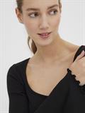 VMPOLLY L/S RIB BALLOON SLEEVE TOP VIP black