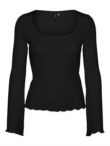 VMPOLLY L/S RIB BALLOON SLEEVE TOP VIP black