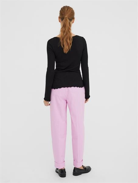 VMPOLLY L/S RIB BALLOON SLEEVE TOP VIP black