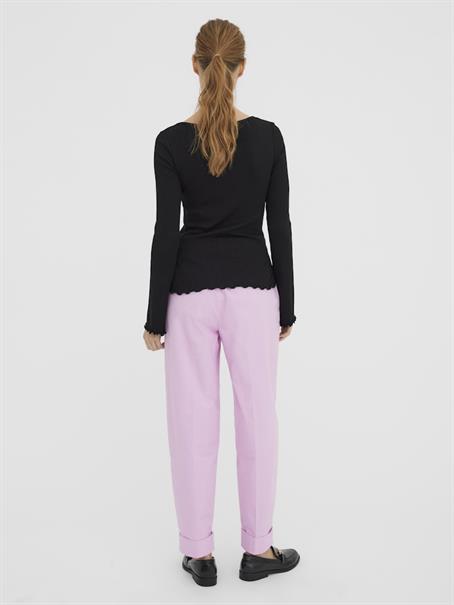 VMPOLLY L/S RIB BALLOON SLEEVE TOP VIP black