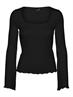 VMPOLLY L/S RIB BALLOON SLEEVE TOP VIP black