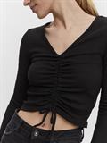 VMPOLLY L/S RIB ROUCHING TOP SB5 black