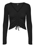 VMPOLLY L/S RIB ROUCHING TOP SB5 black