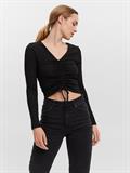 VMPOLLY L/S RIB ROUCHING TOP SB5 black