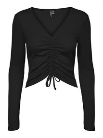 VMPOLLY L/S RIB ROUCHING TOP SB5 black