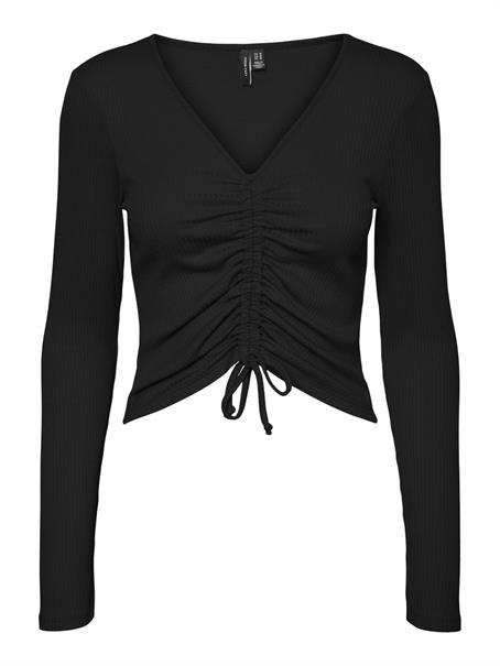 VMPOLLY L/S RIB ROUCHING TOP SB5 black