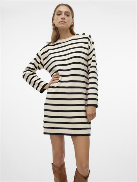 VMSABA LS O-NECK BUTTON DRESS GA birch
