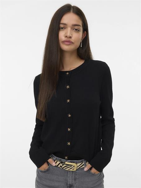 VMSABA PLAIN LS O-NECK CARDIGAN NOOS black