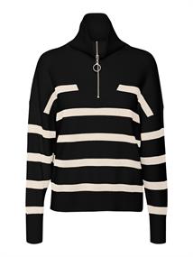 VMSABA STRIPE LS HIGHNECK BLOUSE GA NOOS black2