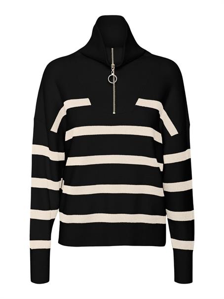 VMSABA STRIPE LS HIGHNECK BLOUSE GA NOOS black2