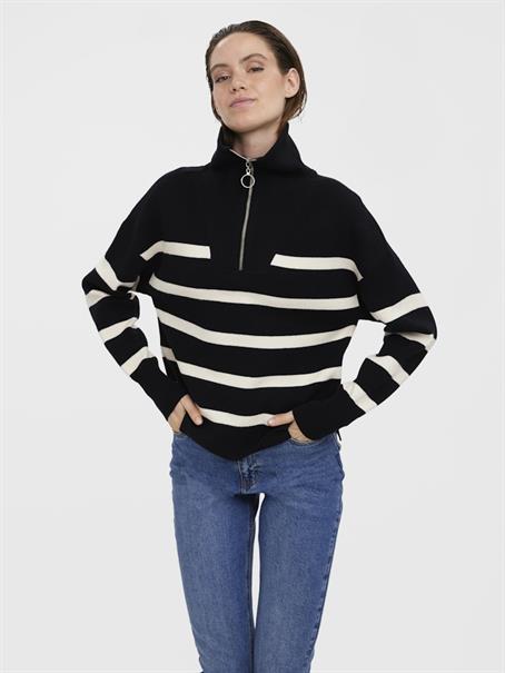 VMSABA STRIPE LS HIGHNECK BLOUSE GA NOOS black2