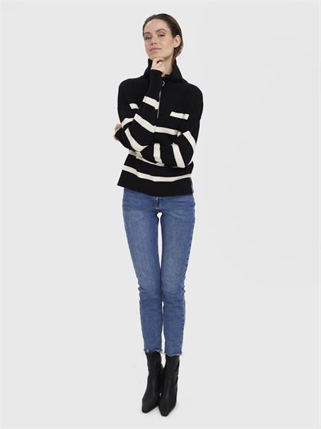 VMSABA STRIPE LS HIGHNECK BLOUSE GA NOOS black2