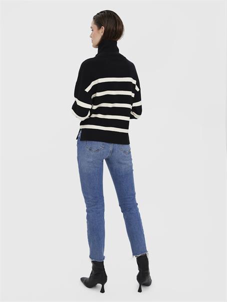 VMSABA STRIPE LS HIGHNECK BLOUSE GA NOOS black2