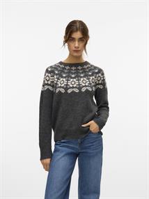 VMSIMONE LS NORDIC PULLOVER GA REP BOO dark grey melange