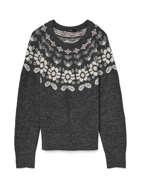 VMSIMONE LS NORDIC PULLOVER GA REP BOO dark grey melange