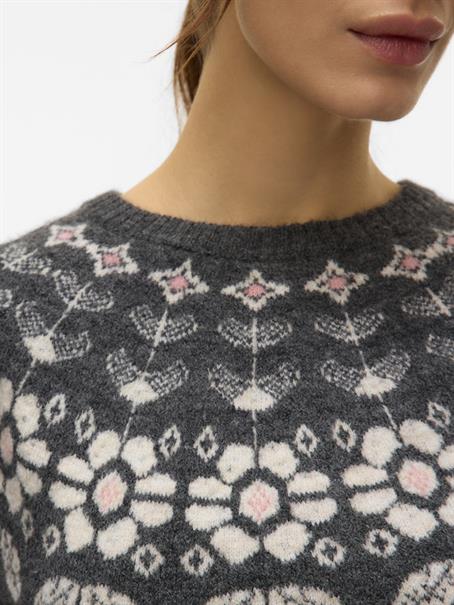 VMSIMONE LS NORDIC PULLOVER GA REP BOO dark grey melange