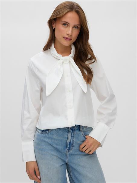 VMSYNNE LS NECK SCARF SHIRT WVN NOOS snow white