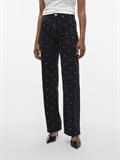 VMTESSA HR WIDE EMB DOT JEANS RA132 black denim