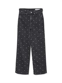 VMTESSA HR WIDE EMB DOT JEANS RA132 black denim