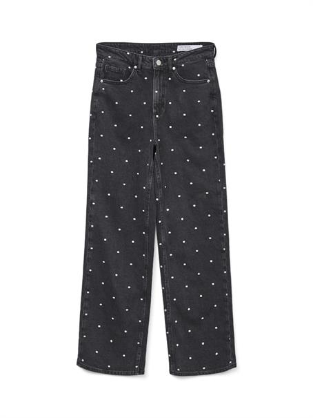 VMTESSA HR WIDE EMB DOT JEANS RA132 black denim