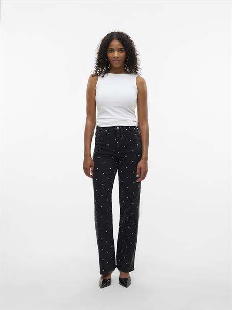 VMTESSA HR WIDE EMB DOT JEANS RA132 black denim
