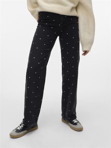 VMTESSA HR WIDE EMB DOT JEANS RA132 black denim