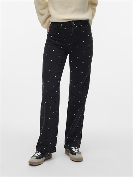 VMTESSA HR WIDE EMB DOT JEANS RA132 black denim