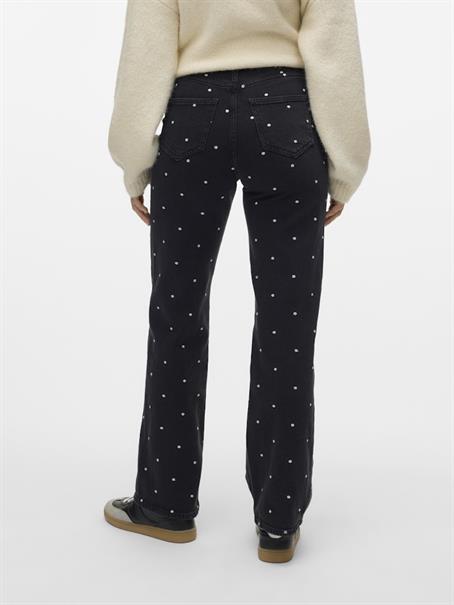VMTESSA HR WIDE EMB DOT JEANS RA132 black denim