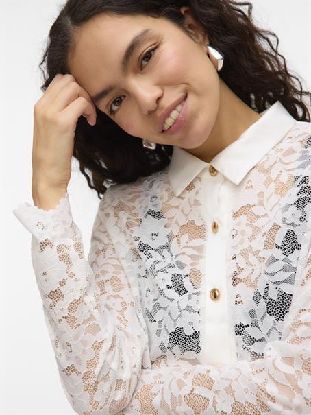 VMTILLE LS LACE SHIRT TOP JRS EXP snow white