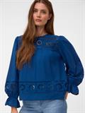 VMUNA DETAIL LS TOP WVN navy peony