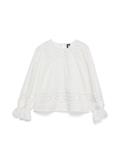 VMUNA DETAIL LS TOP WVN snow white