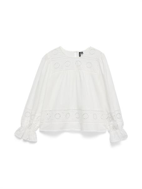 VMUNA DETAIL LS TOP WVN snow white