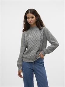 VMUNIVERSE LS HIGHNECK PULLOVER GA BF medium grey melange