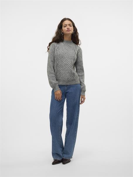 VMUNIVERSE LS HIGHNECK PULLOVER GA BF medium grey melange