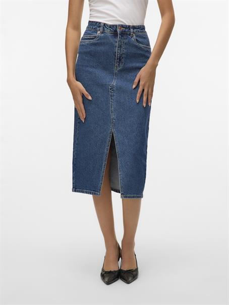VMVERI HR CALF DENIM SKIRT GA MIX NOOS medium blue denim