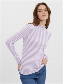 VMVIO L/S HIGH NECK STRIP BLOUSE NOOS lavendula-snow whit