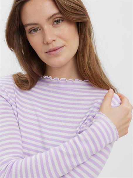 VMVIO L/S HIGH NECK STRIP BLOUSE NOOS lavendula-snow whit