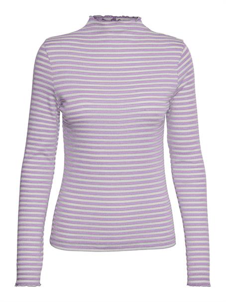 VMVIO L/S HIGH NECK STRIP BLOUSE NOOS lavendula-snow whit