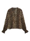 VMWILD LS V-NECK TOP WVN FAW EXP tigers eye