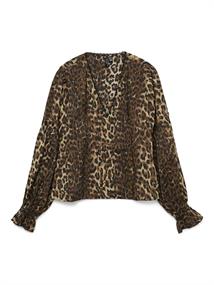 VMWILD LS V-NECK TOP WVN FAW EXP tigers eye