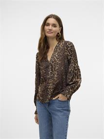 VMWILD LS V-NECK TOP WVN FAW EXP tigers eye