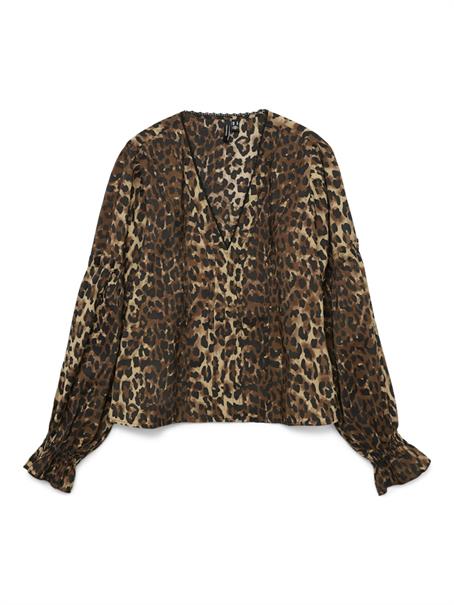 VMWILD LS V-NECK TOP WVN FAW EXP tigers eye