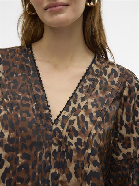 VMWILD LS V-NECK TOP WVN FAW EXP tigers eye
