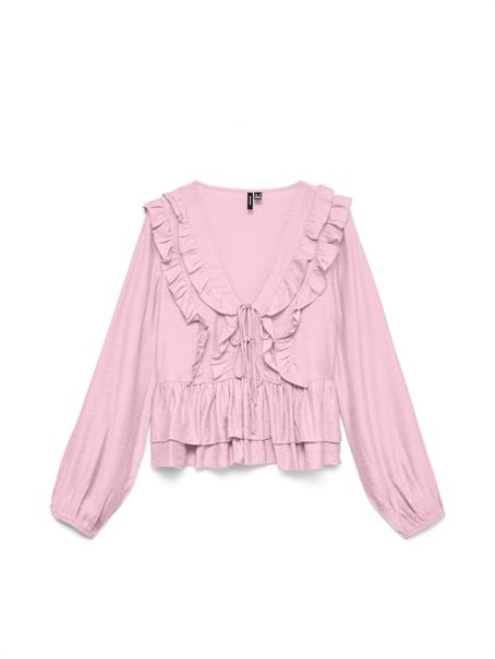 VMZOEY LS FLOUNCE TOP WVN pink-a-boo