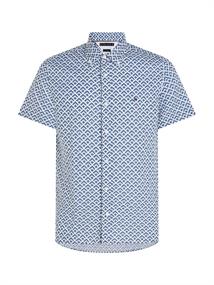 W-CO/LI GEO PRT SF SHIRT S/S blue coast - optic white