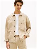 Washed Flag Embroidery Denim Chore Jacket sandalwood