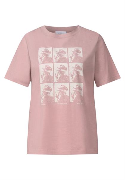 Washed-Look Shirt mit Print dessert rose